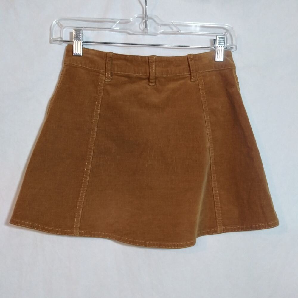 Rhythm Corduroy Mocha Brown Tan Button Down Mini Boho Skirt Size 2 - Picture 6 of 8